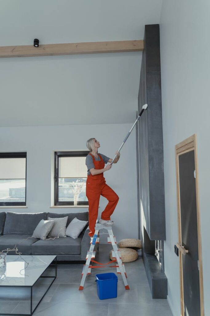 Woman Wiping the Wall